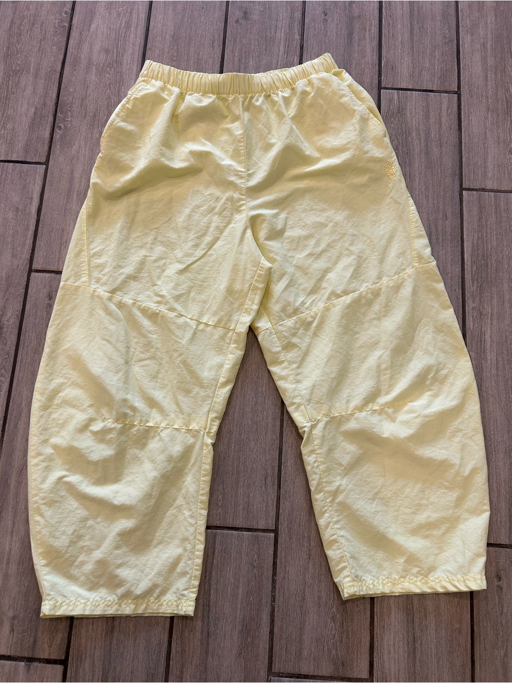 Free People Pale Yellow Drawstring Waist Joggers